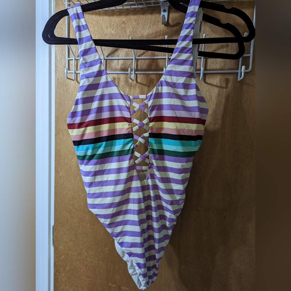 Bikini Lab striped one piece swimsuit Size Small